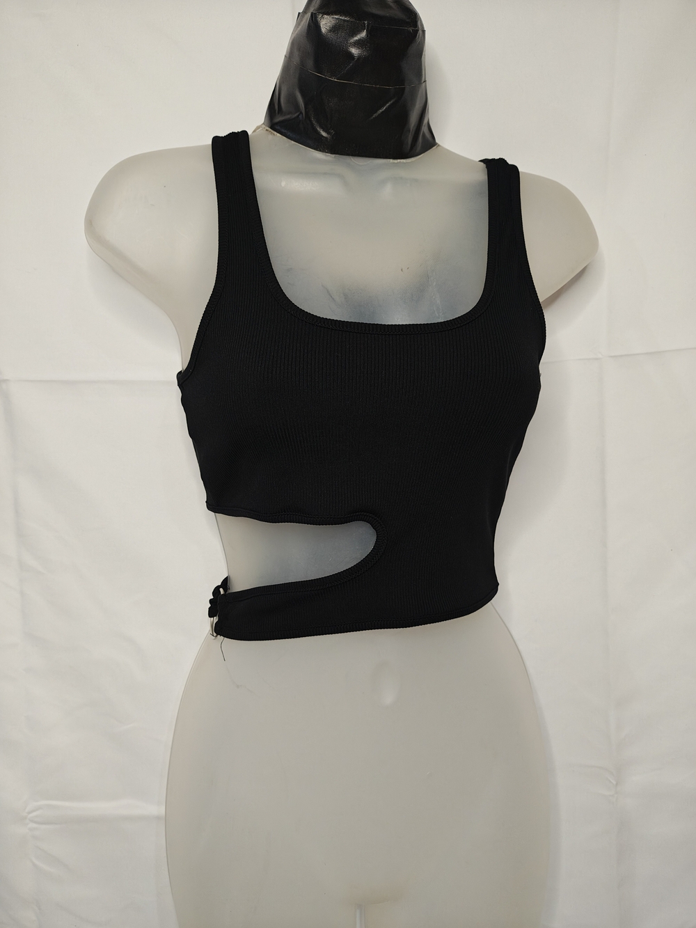 Black Asymmetric Cutout Tank Top